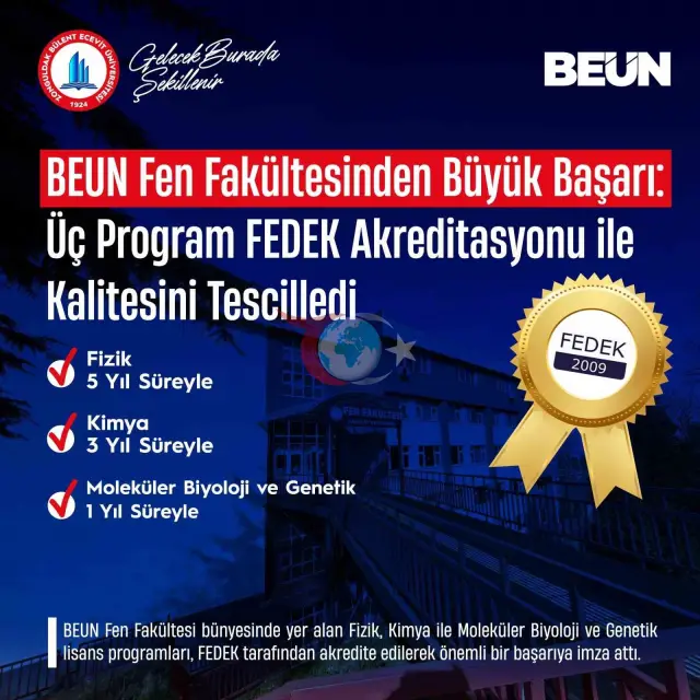 BEUN Fen Fakültesi'nin Üç Programı FEDEK Akreditasyonuyla Tanındı