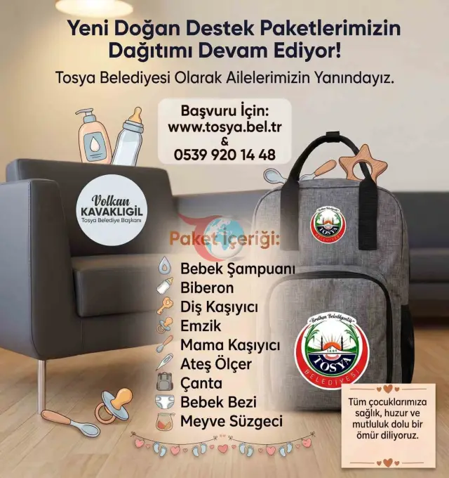 Tosya'da Yeni Doğan Bebeklere Özel Destek Projesi Devam Ediyor