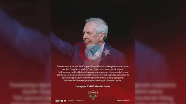 Hatayspor'dan Aziz Yıldırım'a Tebrik Mesajı