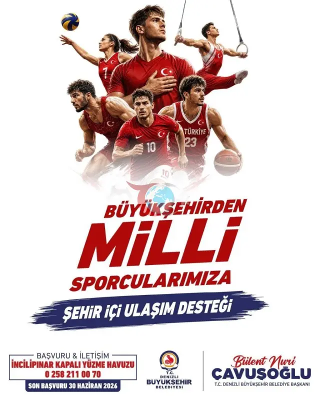 Denizli'de Milli Sporculara Ücretsiz Ulaşım İmkanı