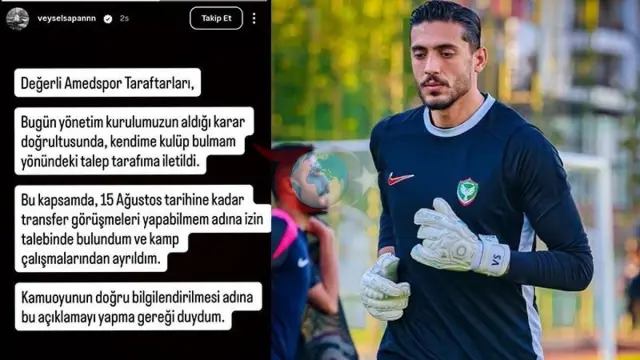 Amedspor'da Sürpriz Gelişme: Kaleci Veysel Sapan Kamptan Ayrıldı