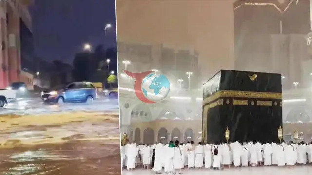 Mekke'de Şiddetli Sağanak ve Fırtına: Kabe'de Yağmur Altında İbadet