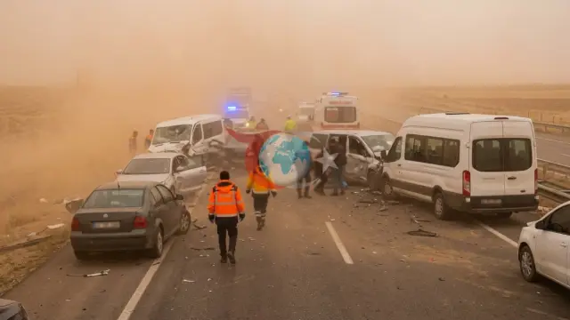 Aksaray-Konya Karayolunda Kum Fırtınası Dehşeti: 7 Araç Birbirine Girdi, 15 Yaralı