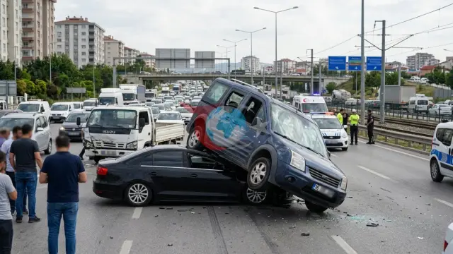 Bursa'da Akılalmaz Kaza: Kamyonetin Çarptığı Hafif Ticari Araç Otomobilin Üzerine Devrildi!