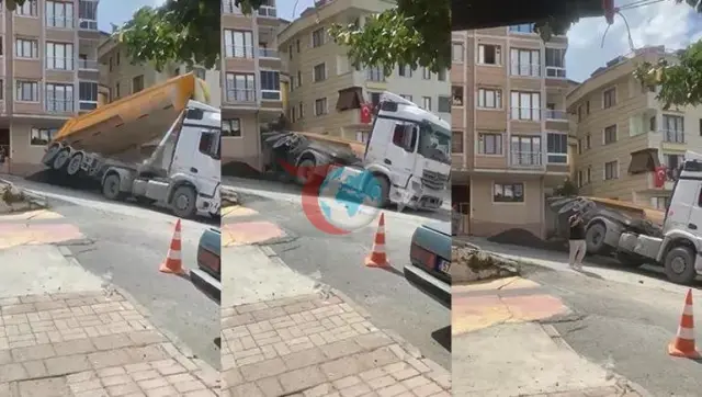 Kağıthane’de Korku Dolu Anlar: Tonlarca Ağırlıktaki Damper Otomobilin Üzerine Devrildi!