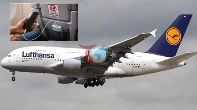Lufthansa учагы портативдик заряддагыч күйүп кеткендиктен Лионго шашылыш конду