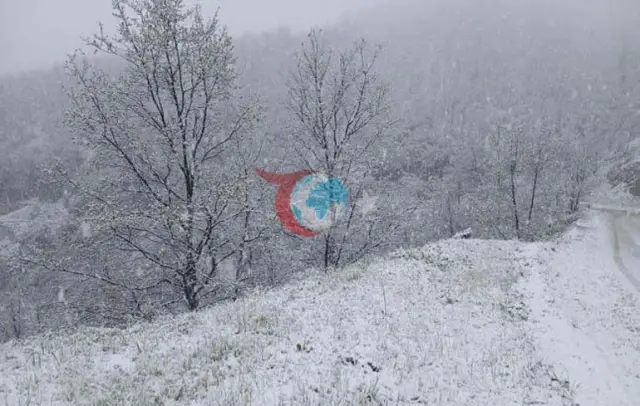 Manisa'nın Alaşehir ilçesinde mevsimin ilk kar yağışı gerçekleşti