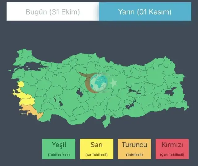 Meteoroloji Genel Müdürlüğü'nden İzmir, Aydın ve Muğla için şiddetli yağış uyarısı