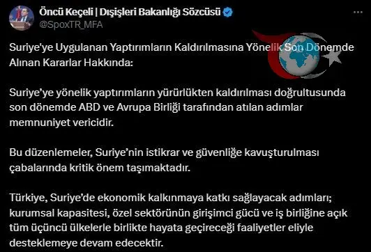 Türkiye memnuniyetle karşıladı: ABD ve AB, Suriye'ye yönelik yaptırımları kaldırdı