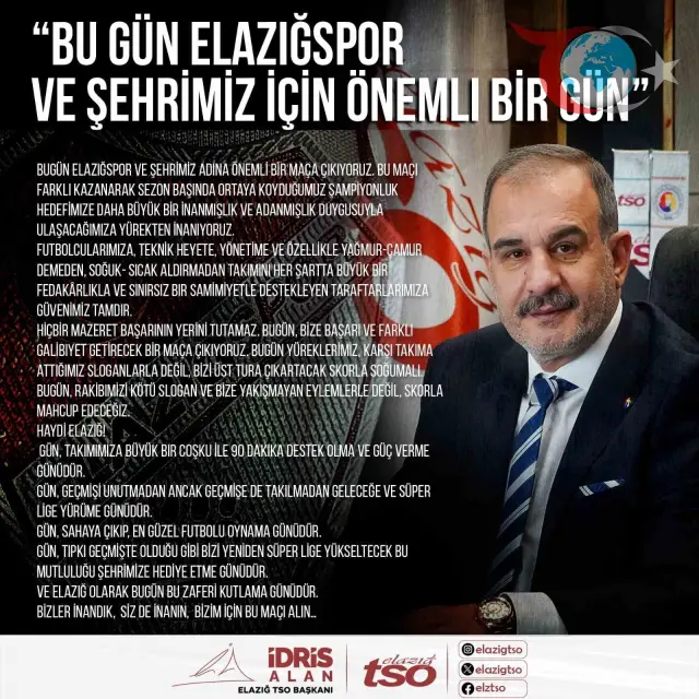 Elazığspor'un Önemli Maçı İçin İdris Alan'dan Çağrı