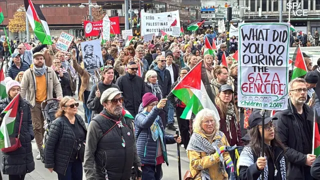 Stockholm'de Filistin Protestosu