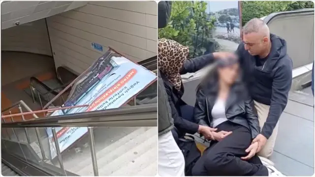 Metro İstasyonunda Reklam Panosu Başından Yaraladı