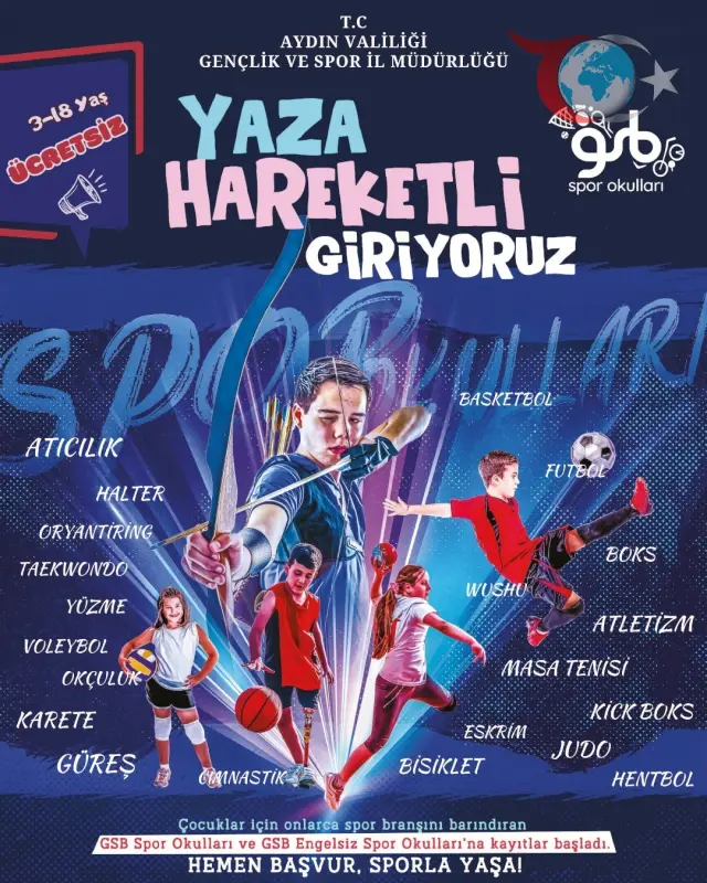 Aydın'da Gençler İçin Ücretsiz Yaz Spor Okulları Başlıyor