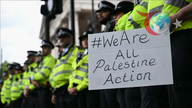 Trafalgar Meydanı'nda Palestine Action Protestosu