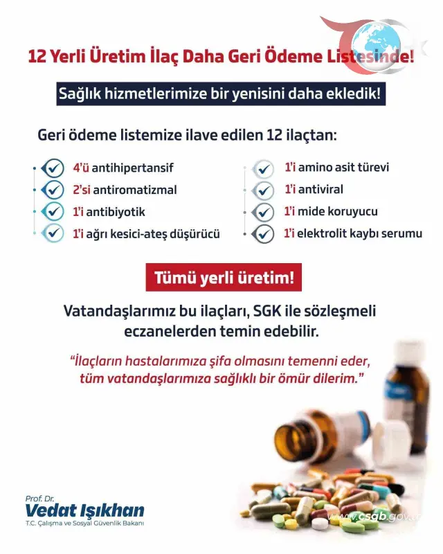 Yerli Üretim 12 İlaç Daha Geri Ödeme Listesinde Yer Aldı