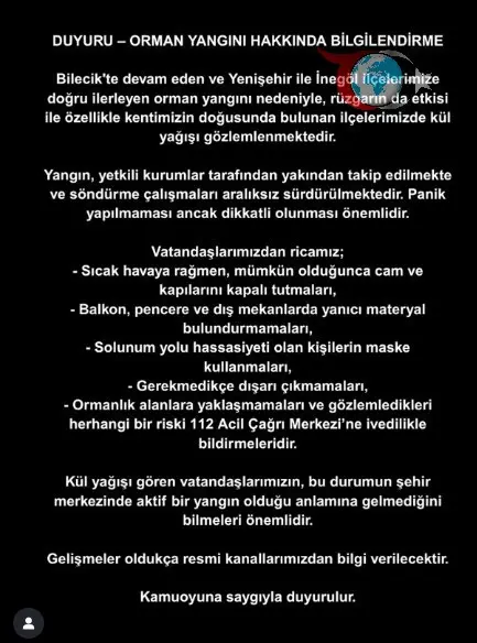 Eskişehir, Kütahya ve Bilecik Yangınları: Bursa için Kritik Uyarı