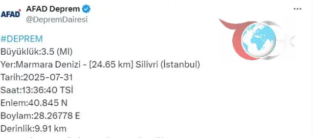 Silivri Açıklarında Hissedilen 3,5 Büyüklüğündeki Deprem Korkuttu!
