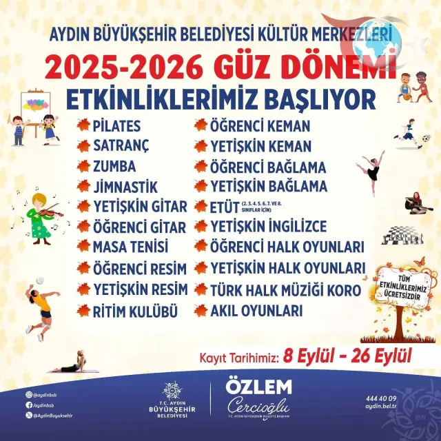 Aydın Büyükşehir Belediyesi'nden Ücretsiz Güz Etkinlikleri Başlıyor