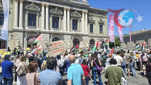 Filistin Yanlıları Cenevre'de İsrail Karşıtı Protesto Düzenledi