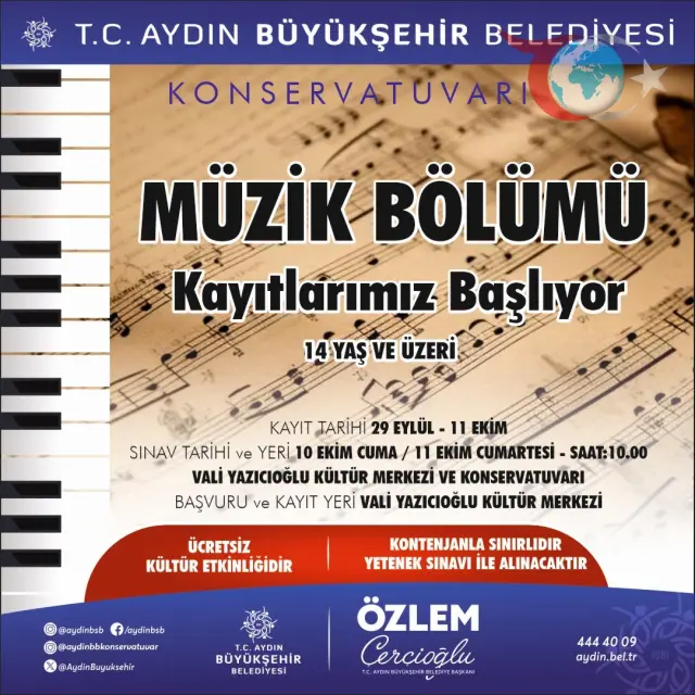 Aydın Büyükşehir Belediyesi'nden Müzikseverlere Fırsat: Konservatuvar Eğitimleri Başlıyor!