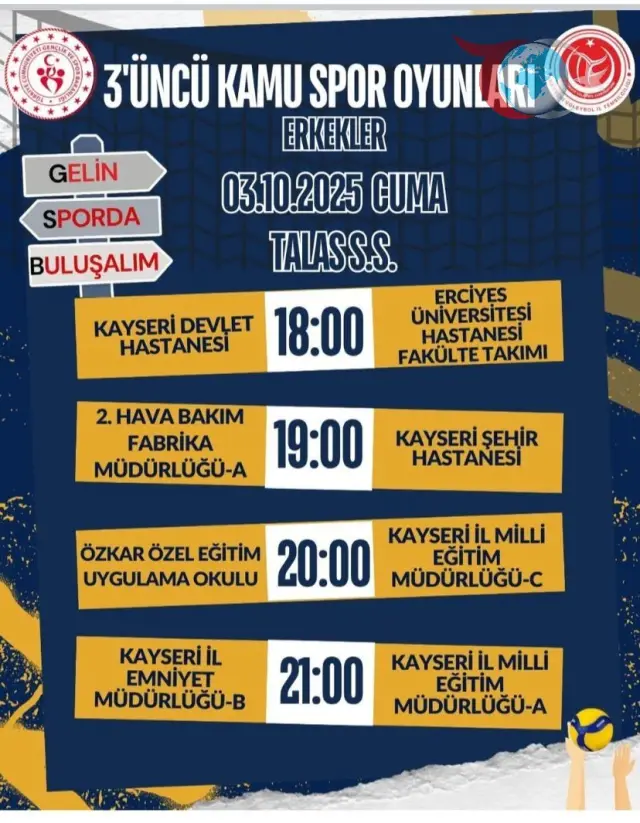 Kayseri'de Voleybol Heyecanı Başlıyor: Kamu Kurumları Kıyasıya Yarışacak!