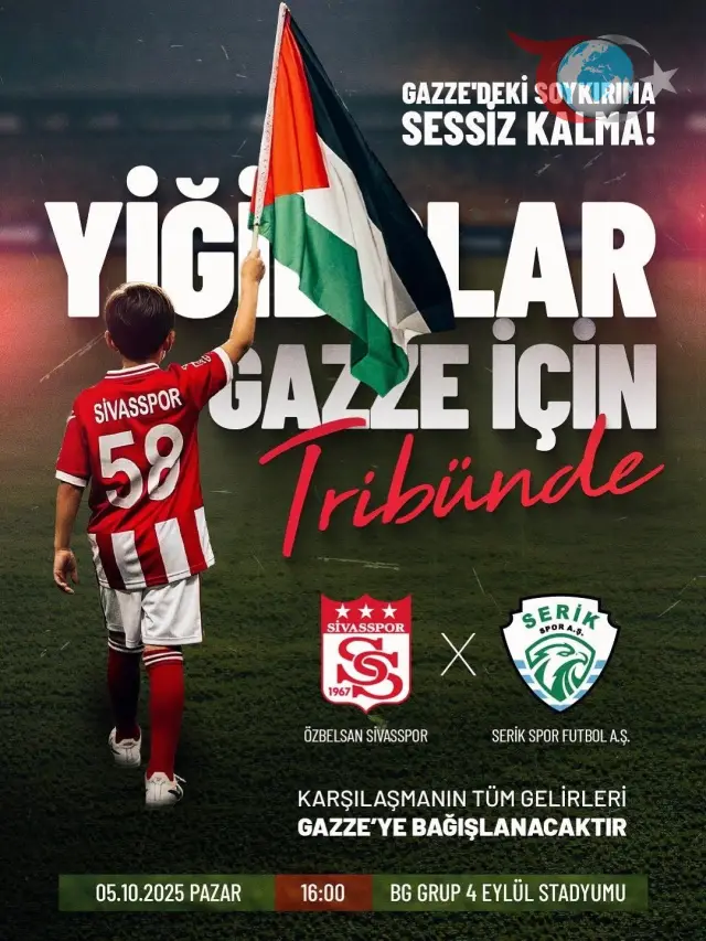 Sivasspor'dan Anlamlı Bağış: Gazze İçin Sahadayız