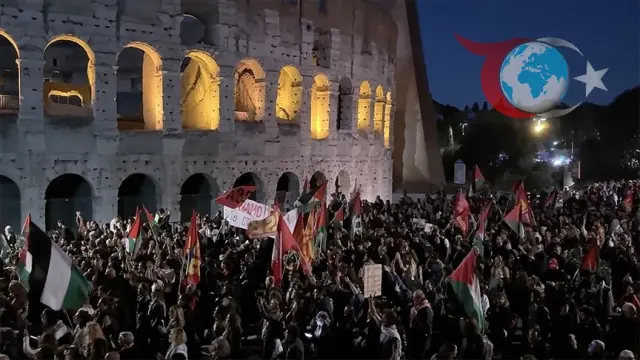 Roma'da İsrail'e Karşı Büyük Protesto: Gazze'ye Destek Büyüyor