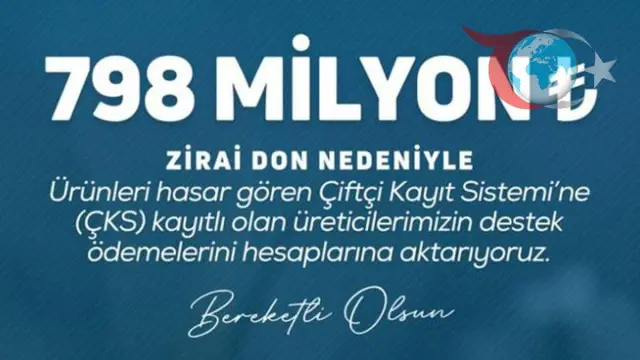 Çiftçilere 798 Milyon TL’lik Zirai Don Desteği Ödemesi Yapıldı