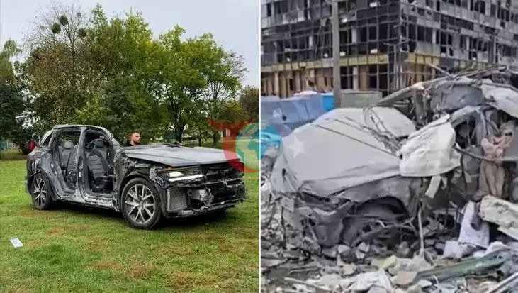 Ukrayna'daki çatışmalarda ağır hasar alan Volkswagen Touareg çalışmaya devam ediyor
