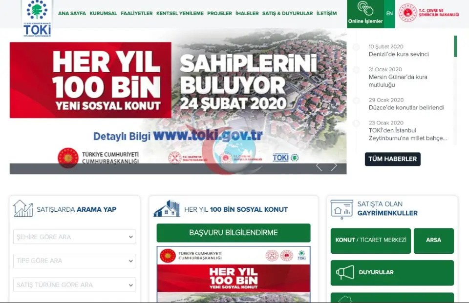 TOKİ 61 ilde 725 arsayı açık artırma yöntemiyle satışa sunuyor