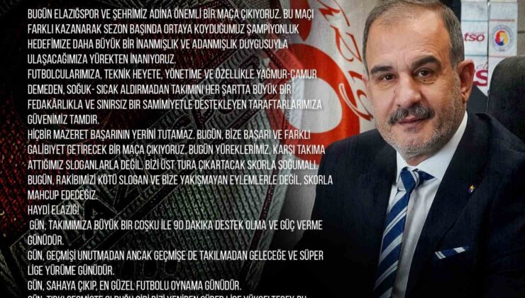 Elazığspor’un Önemli Maçı İçin İdris Alan’dan Çağrı