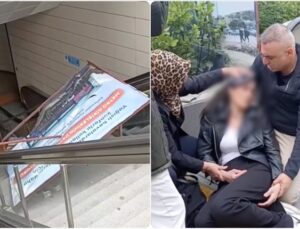 Metro İstasyonunda Reklam Panosu Başından Yaraladı