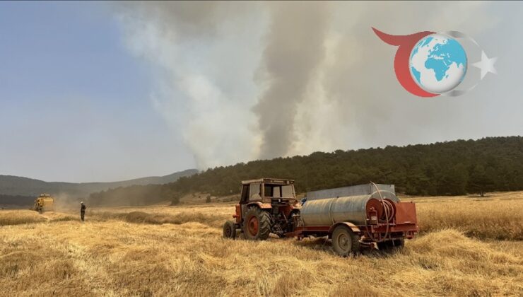 Afyonkarahisar’da Orman Yangınıyla Mücadele Eden Çiftçiler Tarlalarını Korumaya Çalışıyor
