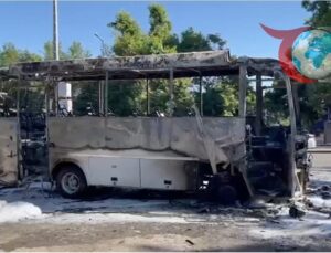 Ankara-Eskişehir Yolunda Midibüste Çıkan Yangın Paniğe Sebep Oldu