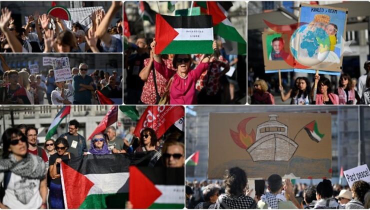 Madrid’de Binler Filistin İçin Sokaklara Döküldü