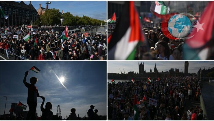 Londra’da Yüz Binler Filistin İçin Yürüdü