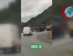 Artvin’de Trafikte Tehlikeli Sollama Yapan Tır Sürücüsüne Ağır Ceza