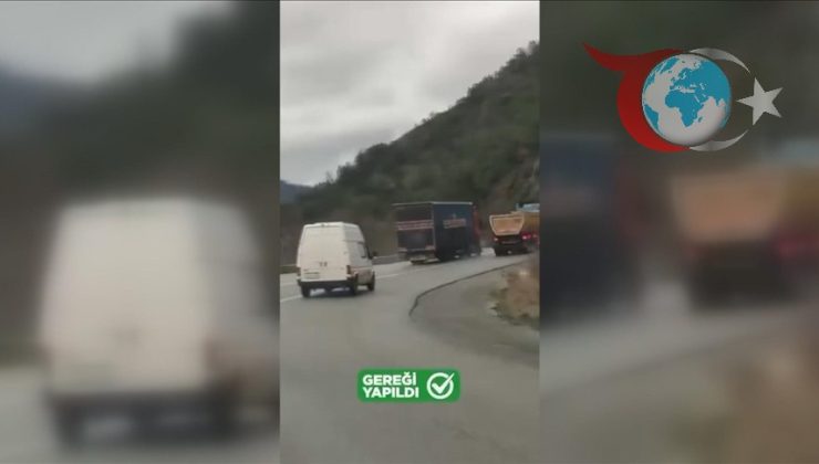 Artvin’de Trafikte Tehlikeli Sollama Yapan Tır Sürücüsüne Ağır Ceza
